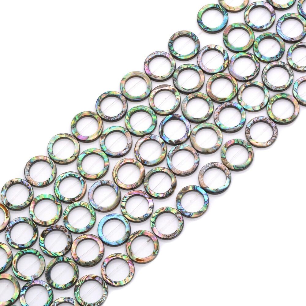 5110 20mm Natural Abalone Shell Hollow Circle Flat Round Ring-Shape Donut